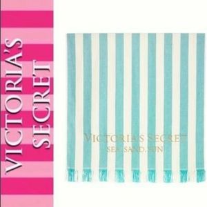 VS Logo Stripe Embroidered Cabana Beach Cover Up